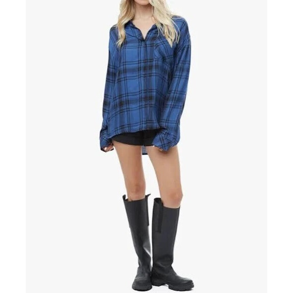 WEWOREWHAT Relaxed Fit‎ Boyfriend Long Sleeve Button Shirt Plaid NWT size S/M